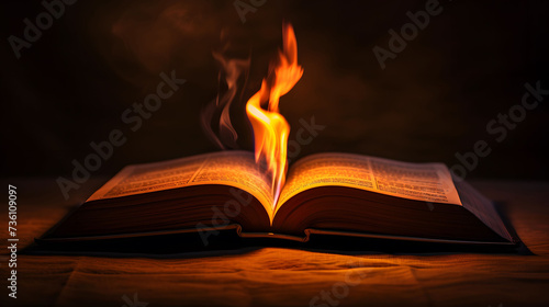 Illuminated Book With Flame