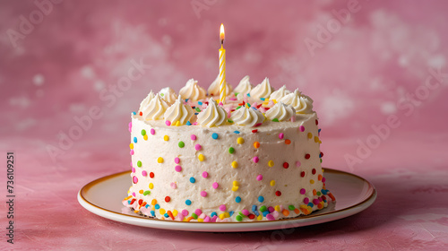 Birthday Cake With White Frosting and Sprinkles
