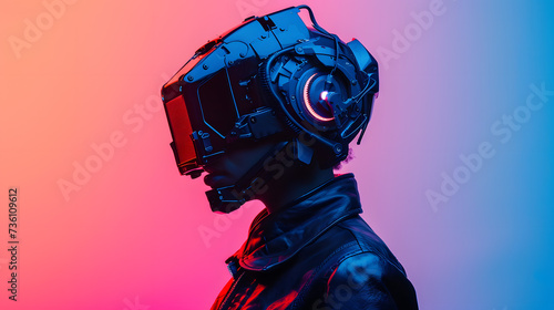 Man in Black Leather Jacket Wearing Virtual Reality Headset
