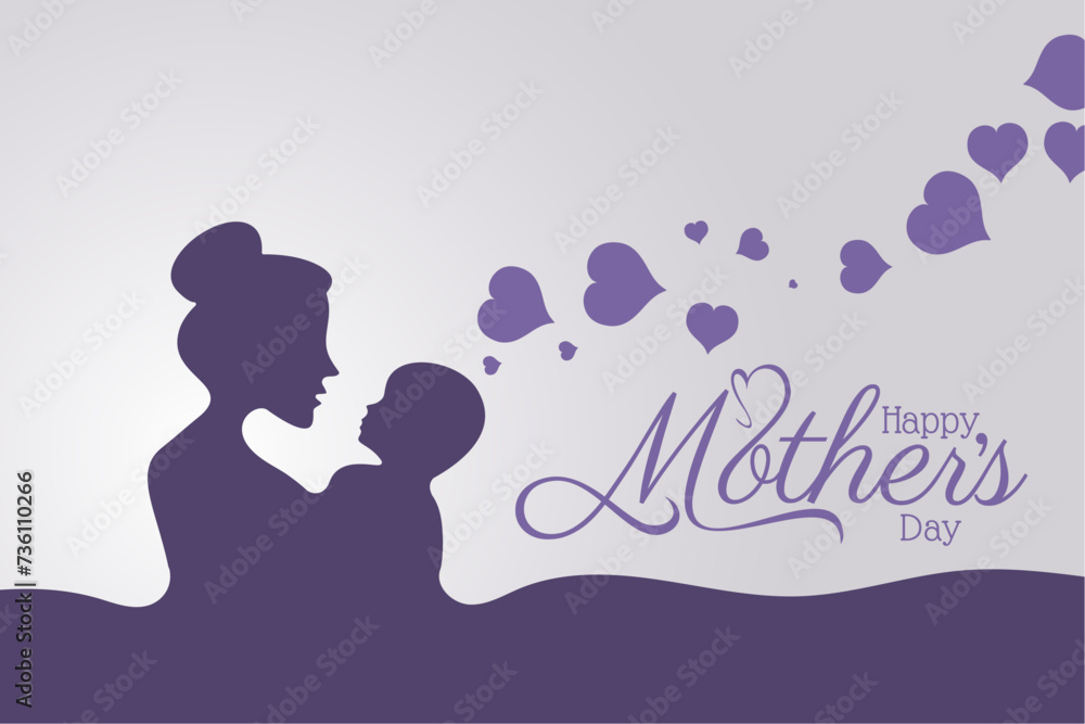 Happy mothers day mom and child affection greeting design Happy mothers day mom and child affection greeting design