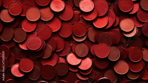  Background with coins is Cherry Red color. photo