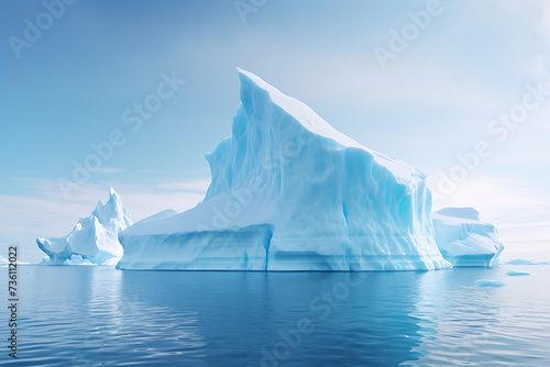 Iceberg floating in the ocean. 3D illustration. Global warming concept