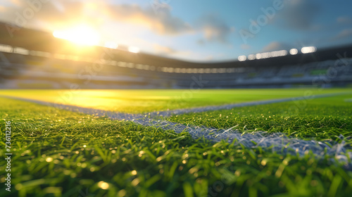 Sunlit Soccer Field With Clouds