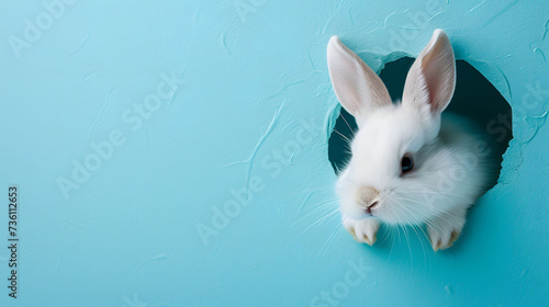 White Rabbit Peeking Out of a Hole
