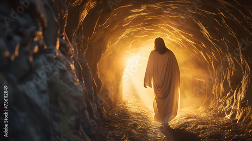 Man in White Robe Walking Through Tunnel