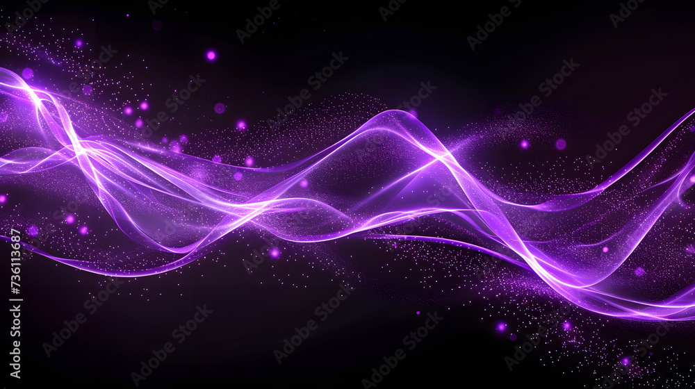 Purple Light Wave on Black Background