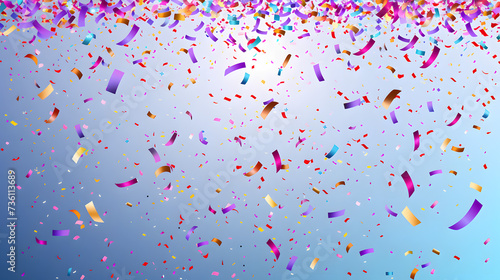 Colorful Confetti Shower on Blue Background