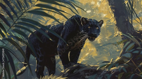 Predatory panther animals in their natural habitat. Beautiful creatures Generative AI © Dvid