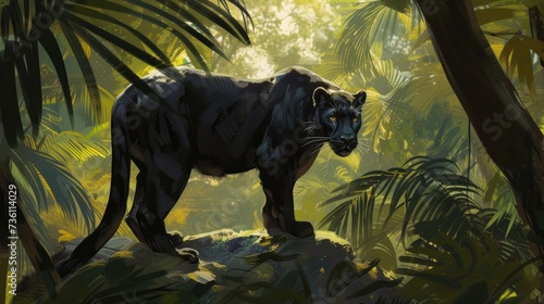 Predatory panther animals in their natural habitat. Beautiful creatures Generative AI © Dvid