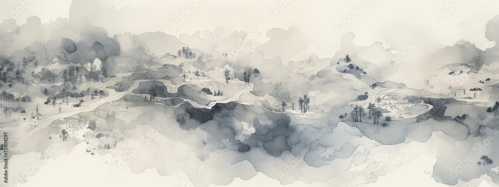 Fototapeta premium abstract map of Fukushima, duotone velvet grey and cream