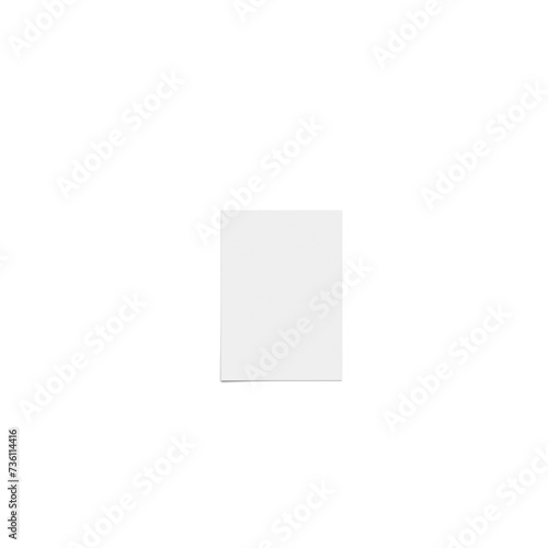 Realistic blank white paper sheet template with soft shadows on plain background.