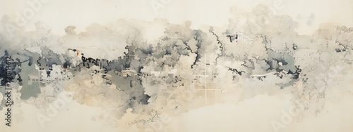 abstract map of Fukushima, duotone velvet grey and cream
