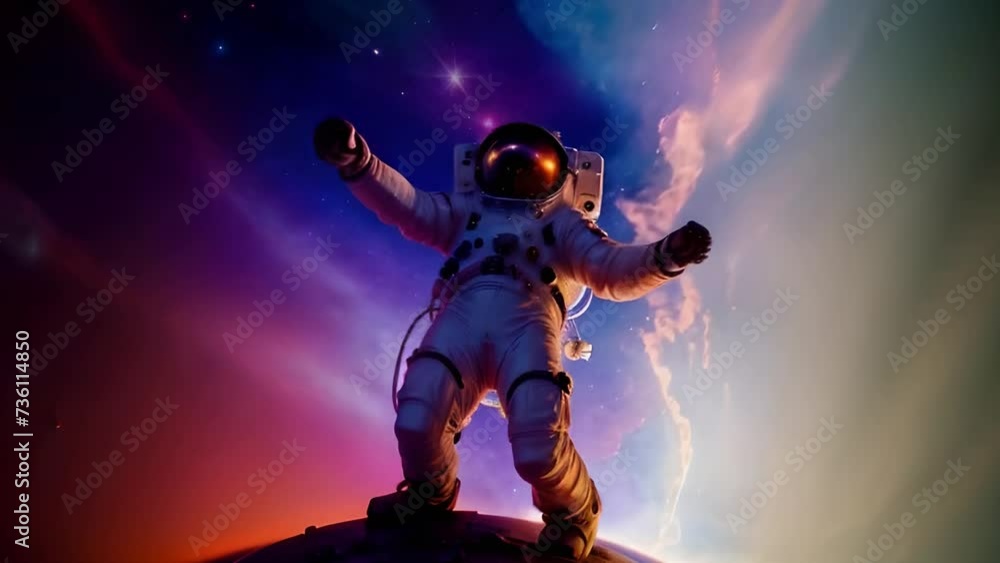 Astronaut on the surface of the planet. Video generative AI Astronaut on the surface of the planet. Video generative AI
