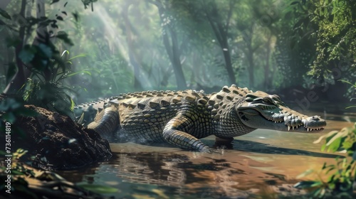 Predatory crocodile animals in their natural habitat. Beautiful creatures Generative AI
