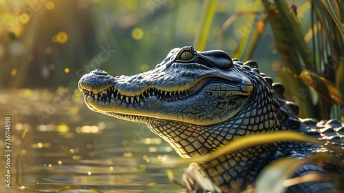 Predatory crocodile animals in their natural habitat. Beautiful creatures Generative AI