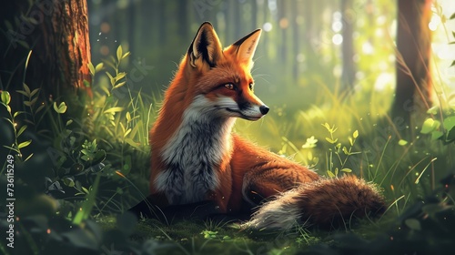 Predatory fox animals in their natural habitat. Beautiful creatures Generative AI