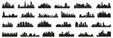 City silhouette skyline collection. Set of black city silhouette. Night town skyline icons