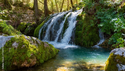 waterfall in the forest wallpaper Savoring natural mineral water in a forested paradise  a serene summer escape