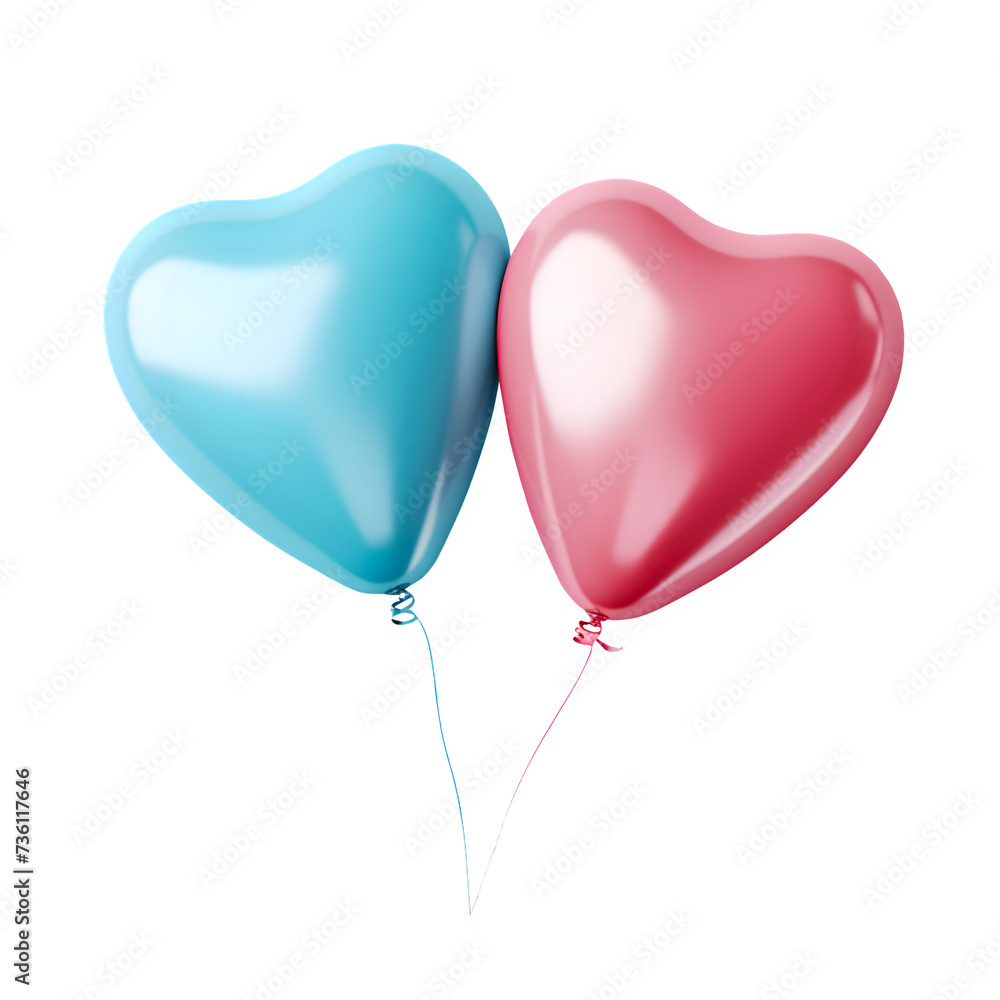Pink and Blue Heart Shape Balloon Isolated on Transparent Background. Generative AI Pink and Blue Heart Shape Balloon Isolated on Transparent Background. Generative AI