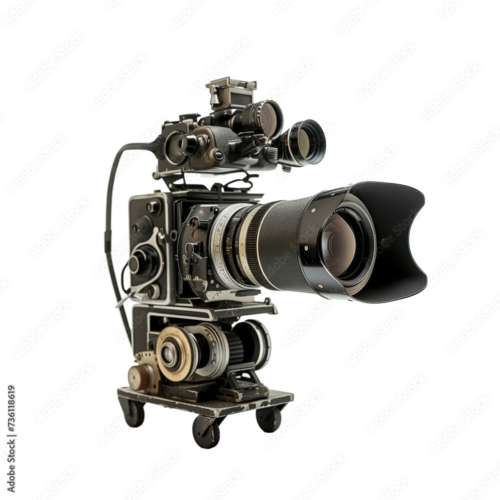 professional film camera, isolated on transparent background