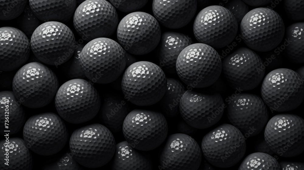 Background with golf balls in Charcoal color - obrazy, fototapety, plakaty 