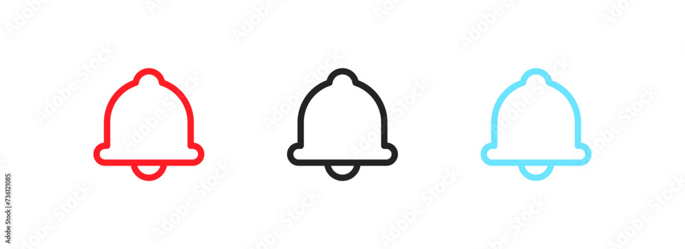 Bell icons set. Flat, outline bell icons set, buttons for notification design. Vector icons Bell icons set. Flat, outline bell icons set, buttons for notification design. Vector icons