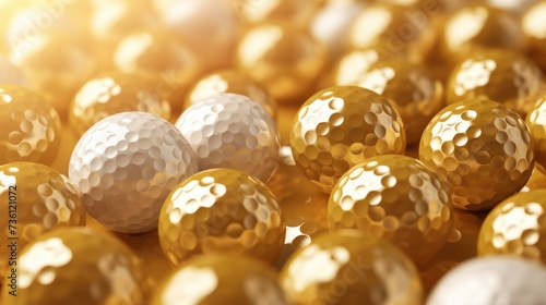 Background with golf balls in Gold color.