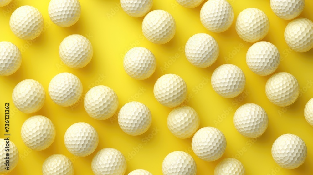 Background with golf balls in Lemon Yellow color Background with golf balls in Lemon Yellow color