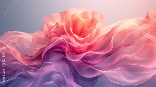 Rosa abstrata em tecido ondulante de tons rosas e violetas photo