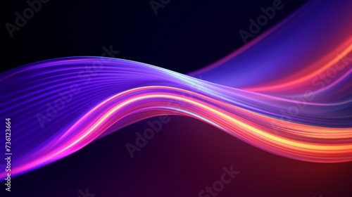 render, colorful background with abstract shape glowing in ultraviolet spectrum, curvy neon lines. Futuristic energy concept