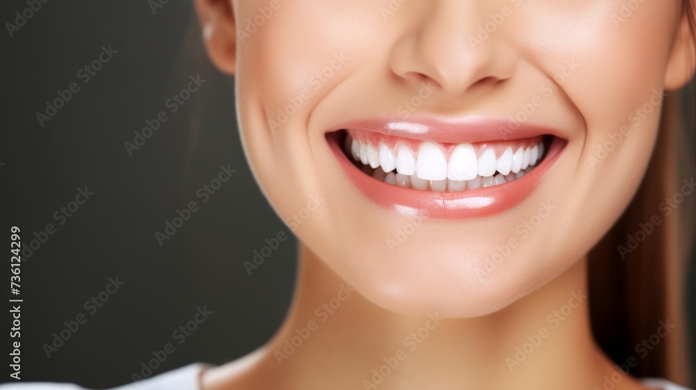 Beautiful female smile after teeth whitening procedure. Dental care. Dentistry concept. Beautiful female smile after teeth whitening procedure. Dental care. Dentistry concept.