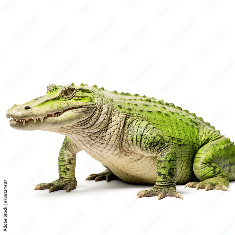a crocodylus porosus, studio light , isolated on white background