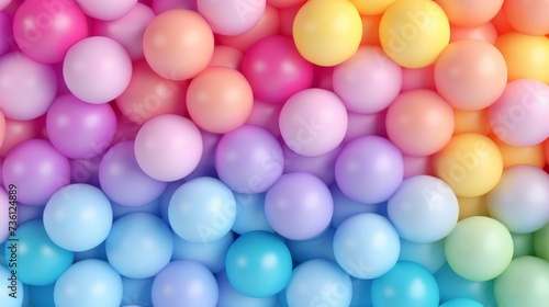 Colorful balls background for kids zone or children's playroom. Rainbow gradient soft balls background. Vector background © chanidapa