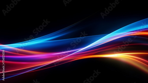 Colorful light trails with motion effect. illustration of high speed light effect on black background