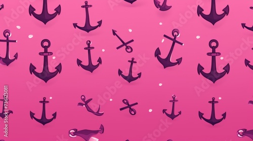 Background with minimalist illustrations of anchors in Magenta color photo