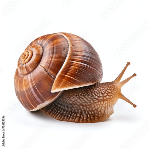 a achatina fulica, studio light , isolated on white background