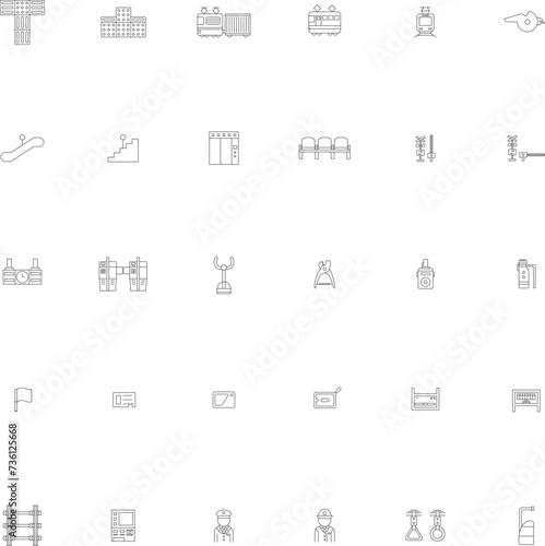 線画駅関連のアイコンイラストセット