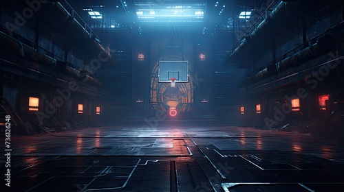 basketball court inside a altered carbon city photo