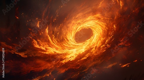 An intense abstract image of a fiery vortex, swirling with bright light and glowing particles that suggest dynamic motion and energy.