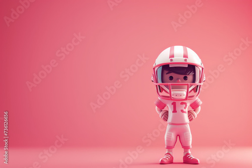 A cute friendly 3d American football player character. 3D Rendering style illustration