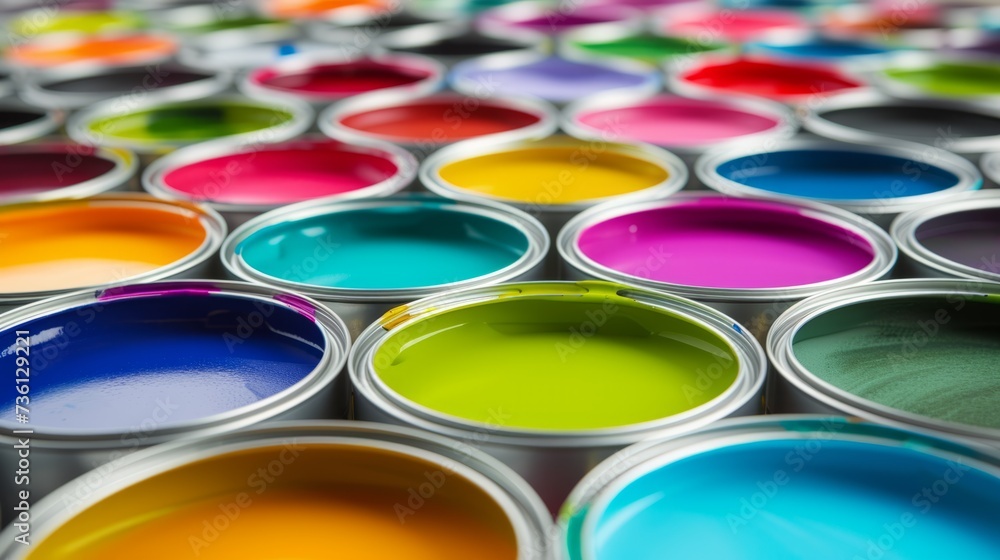 Array of Colorful Paint Cans Array of Colorful Paint Cans