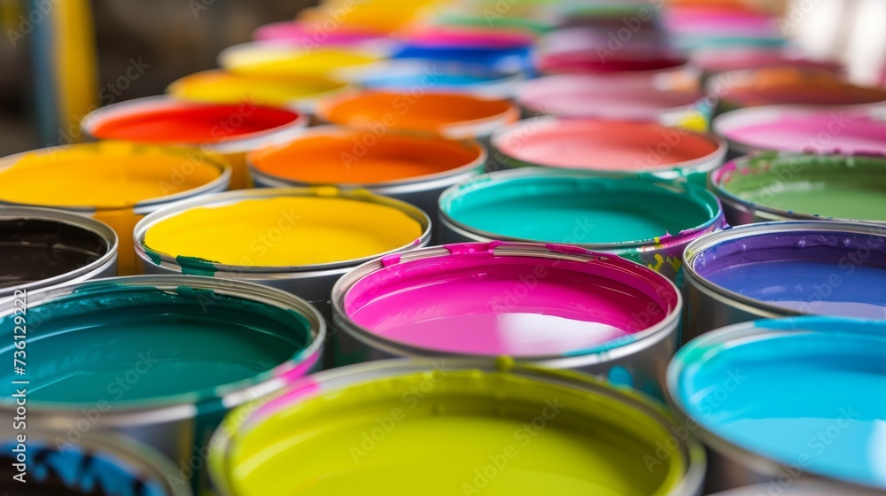 Array of Colorful Paint Cans Array of Colorful Paint Cans