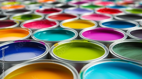 Array of Colorful Paint Cans