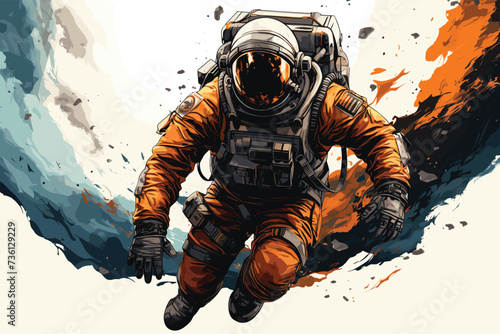 An astronaut in space suit vector illustrations on white background.