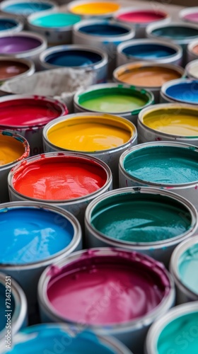 Array of Colorful Paint Cans