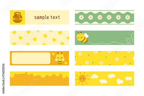 ハチ、はちみつ柄、花柄、メモカード、付箋