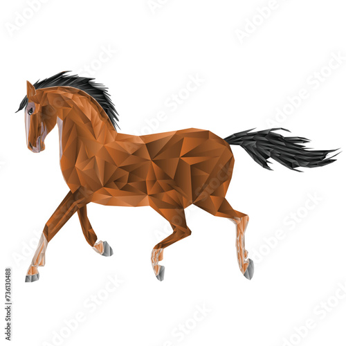 Brown horse low-polygon vector illustration editable hand draw