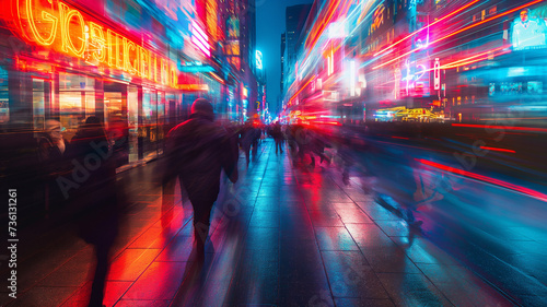 vibrant colour city photo, street and night, long shot © Creative-Touch