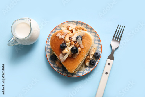 Heart shaped pancakes with ...