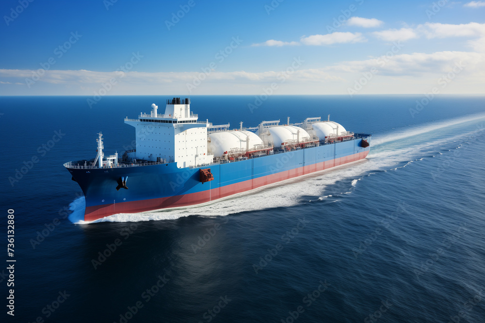 LNG transport ship on ocean, concept image created with AI